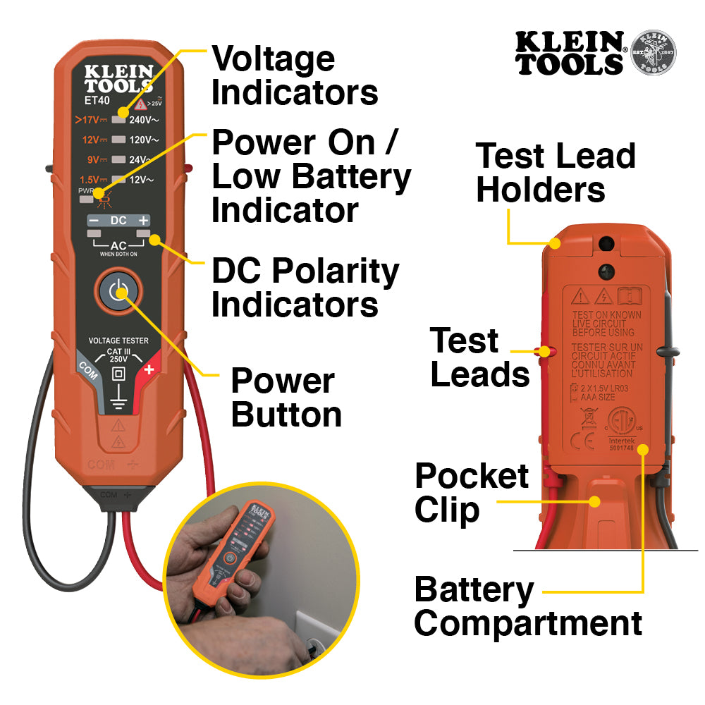 Klein Tools CL120VP | Premium Clamp Meter Electrical Test Kit