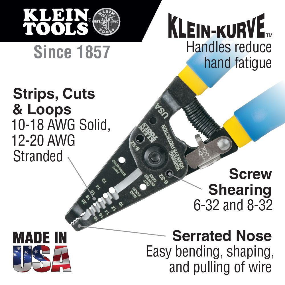 Klein Tools 11055 | Solid and Stranded Copper Wire Stripper and Cutter
