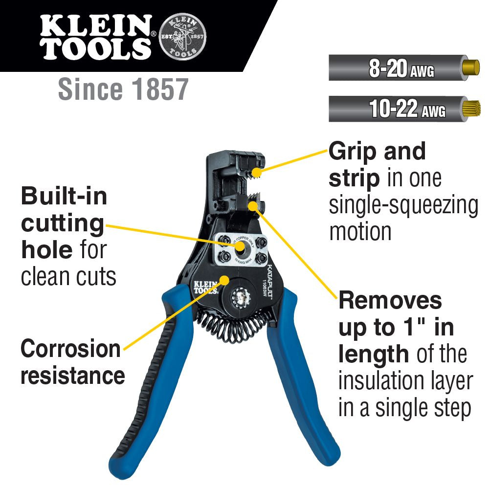 Klein Tools 11063W | Katapult Wire Stripper and Cutter for Solid and Stranded Wire