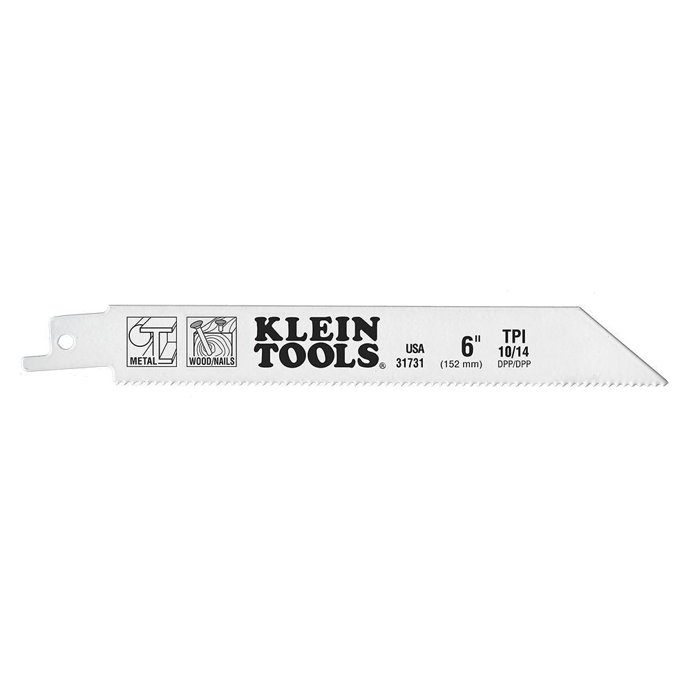 Klein Tools 31731 | Reciprocating Saw Blades, 10/14 TPI, 6-Inch, 5-Pack