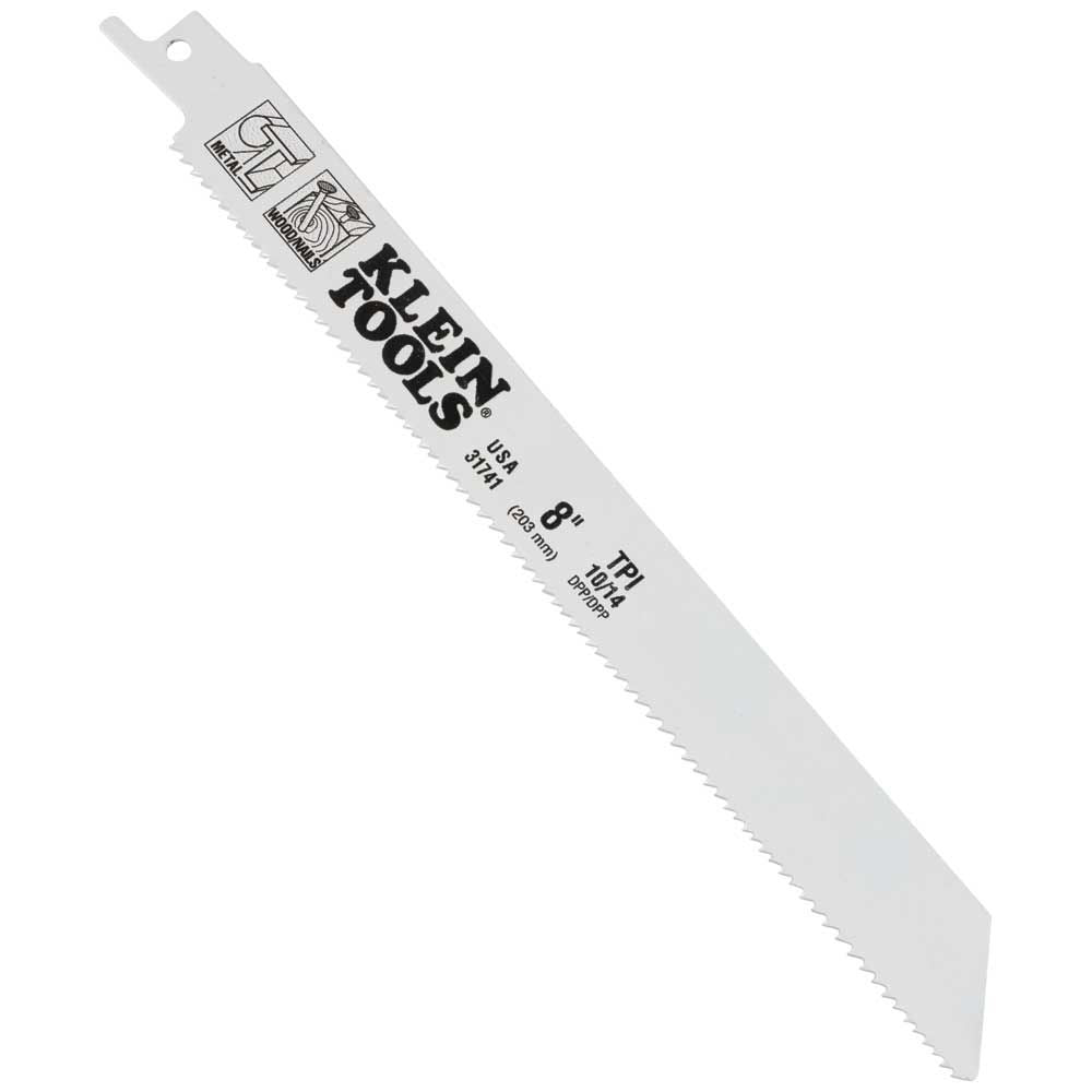 Klein Tools 31741 | Reciprocating Saw Blades, 10/14 TPI, 8-Inch, 5-Pack