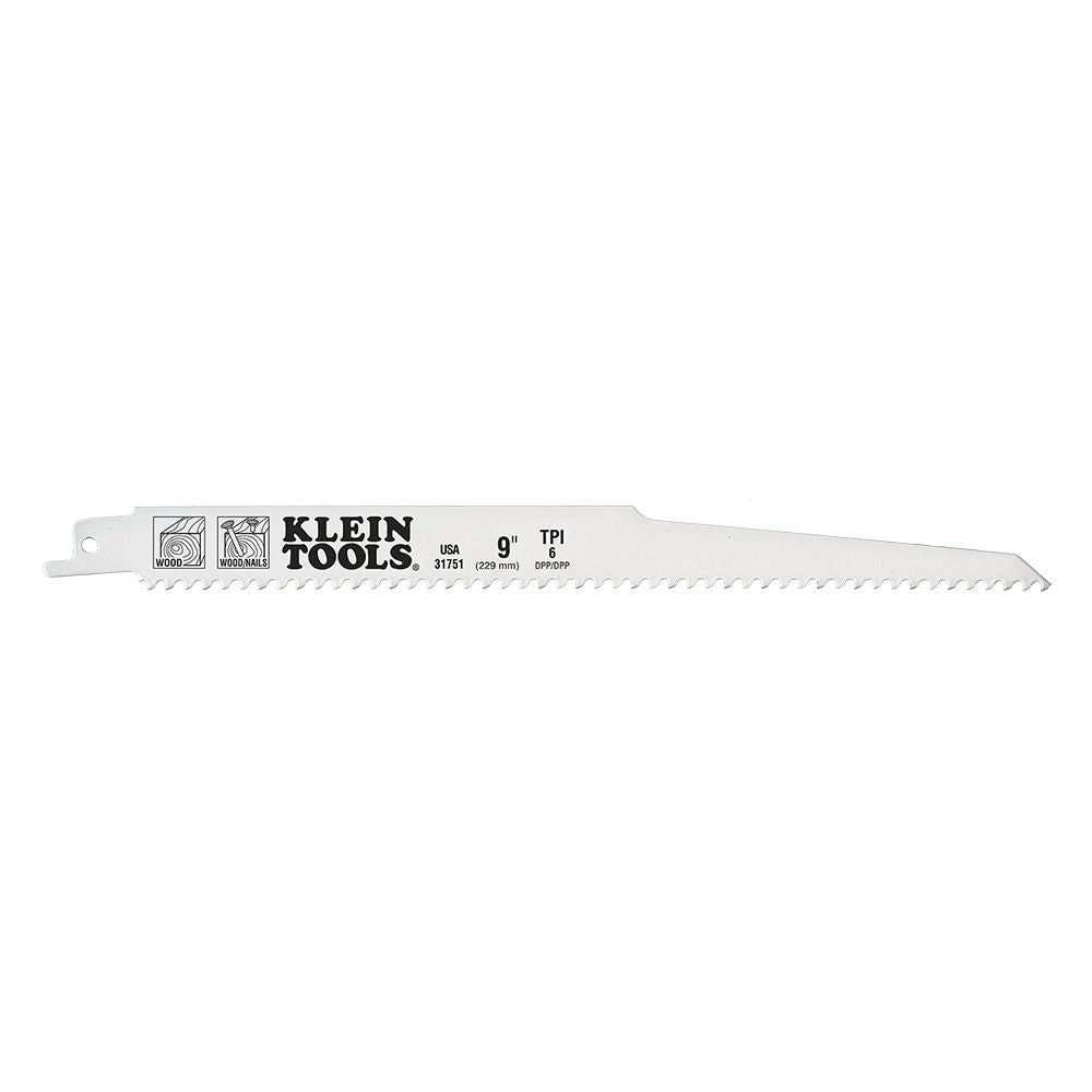 Klein Tools 31751 | Reciprocating Saw Blades, 6 TPI, 9-Inch, 5-Pack