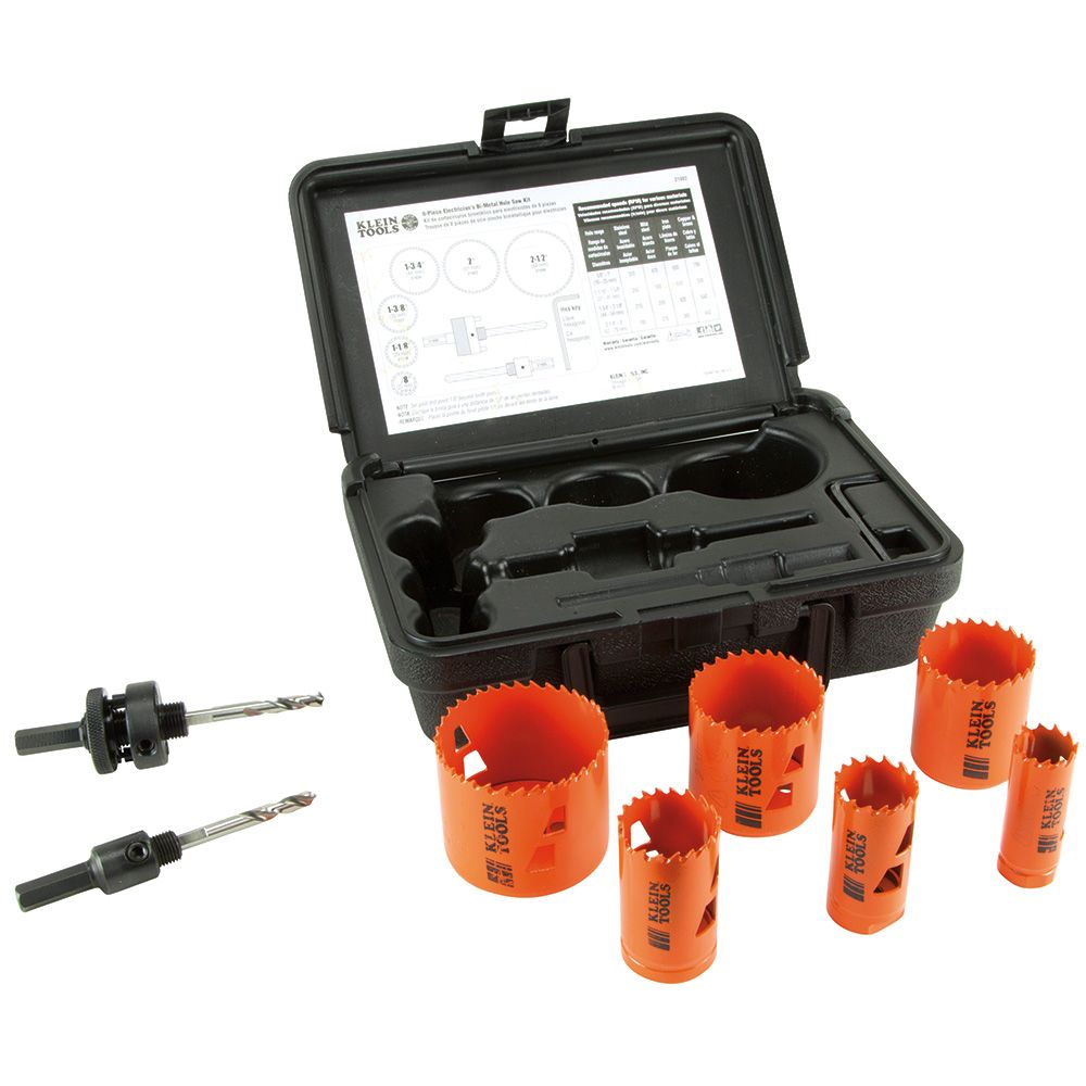 Klein Tools 31902 | Bi-Metal Hole Saw Kit, 8-Piece