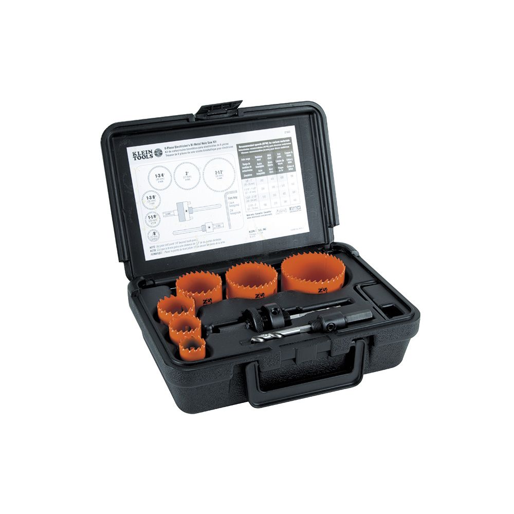 Klein Tools 31902 | Bi-Metal Hole Saw Kit, 8-Piece