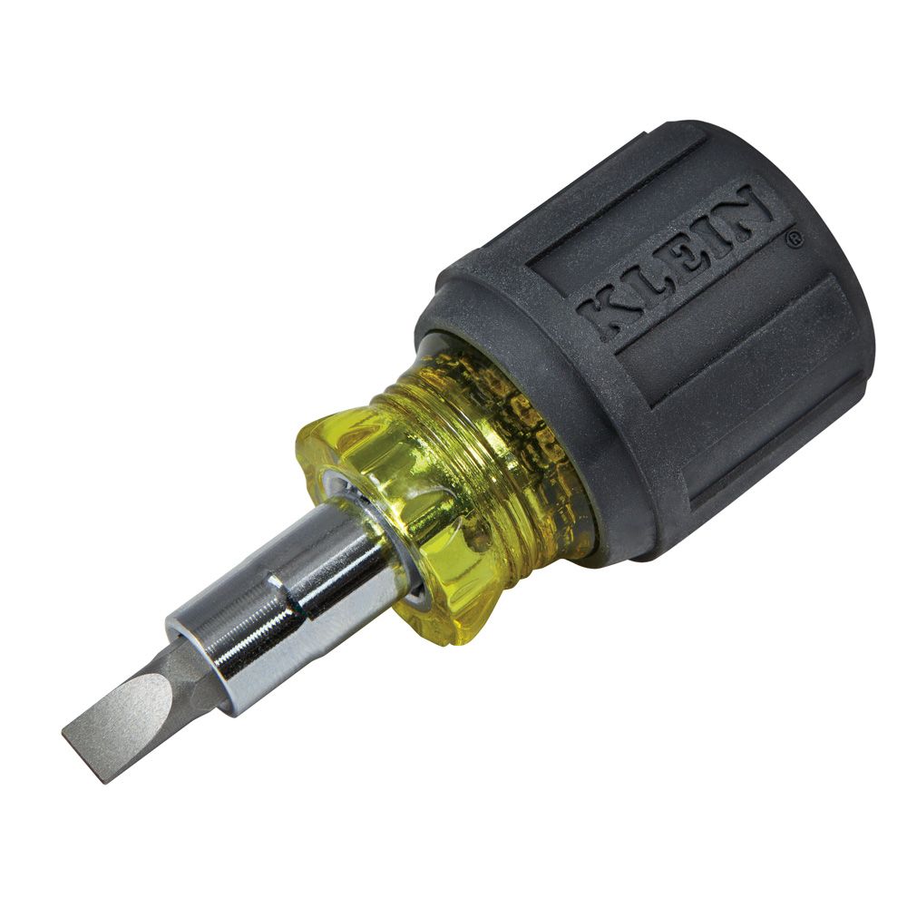 Klein Tools 32561 | Multi-Bit Screwdriver / Nut Driver, 6-in-1, Stubby, Phillip, Slotted Bits