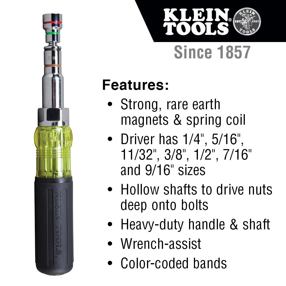 Klein Tools 32807MAG | 7-in-1 Multi-Bit Screwdriver / Nut Driver Medium Magnetic