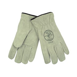 Klein Tools 40014 | Lined Drivers Gloves, Suede Cowhide, Large