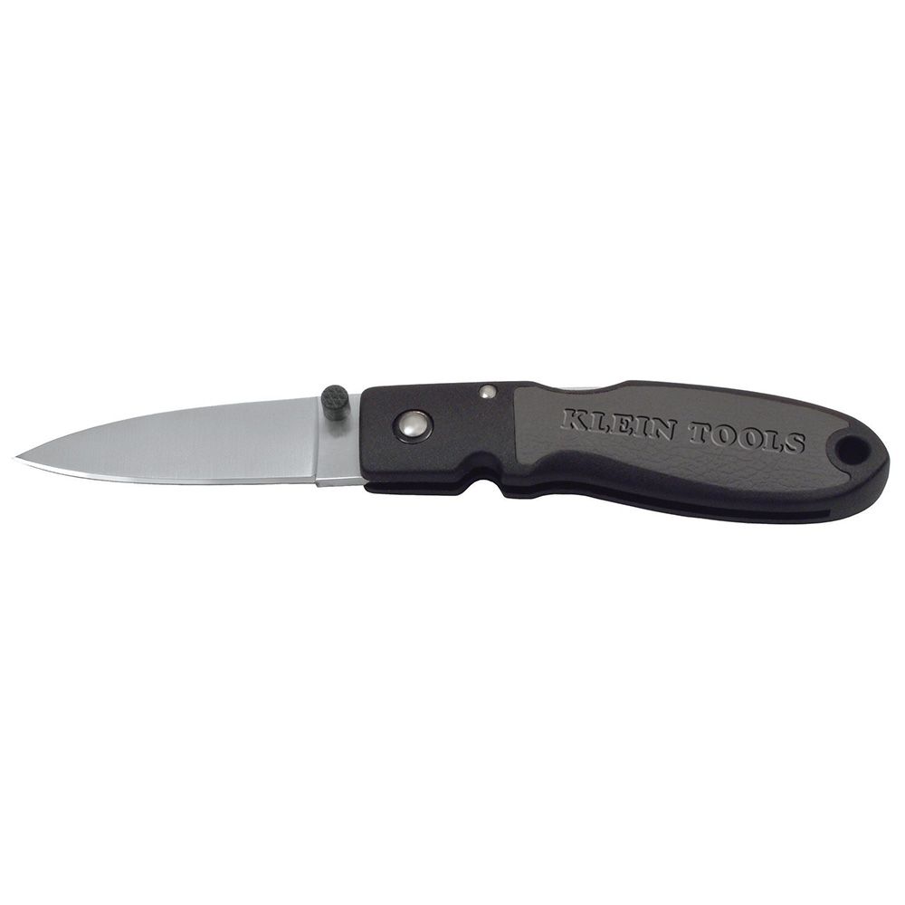 Klein Tools 44002 | Lightweight Lockback Knife, 2-3/8-Inch Drop Point Blade, Black Handle