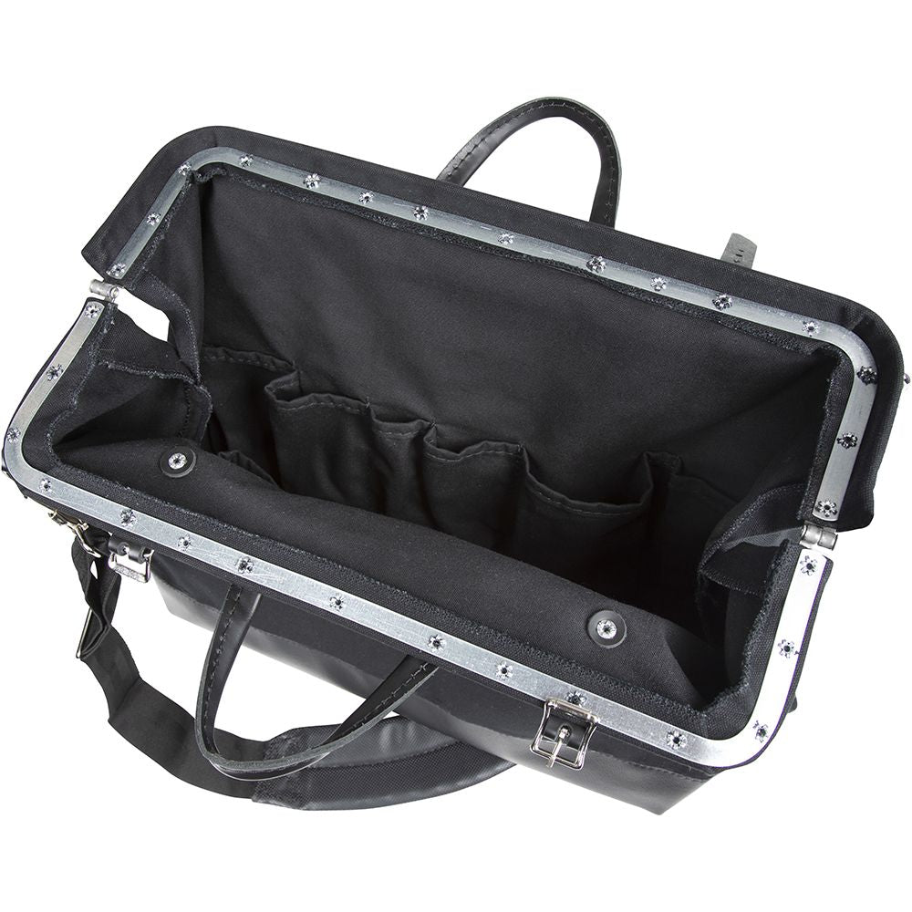 Klein Tools 510218SPBLK | Deluxe Tool Bag, Black Canvas, 13 Pockets, 18-Inch