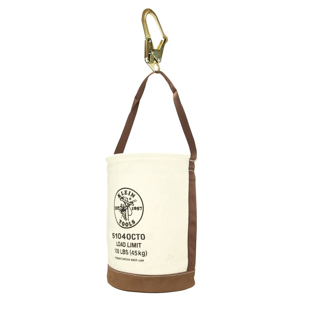 Klein Tools 5104OCTO | Canvas Bucket, Leather Bottom, Connection Points, 12-Inch