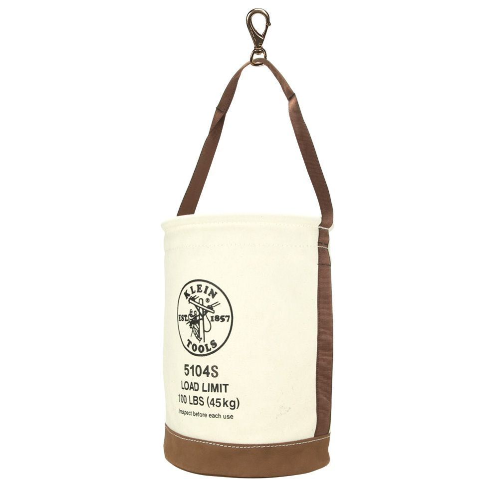 Klein Tools 5104S | Canvas Bucket, Leather Bottom, Swivel Snap, 12-Inch