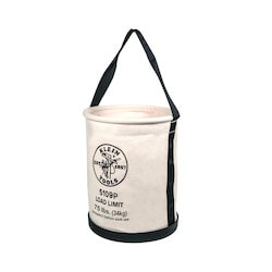 Klein Tools 5109P | Canvas Bucket, Wide Straight-Wall with Pocket, Molded Bottom, 12-Inch