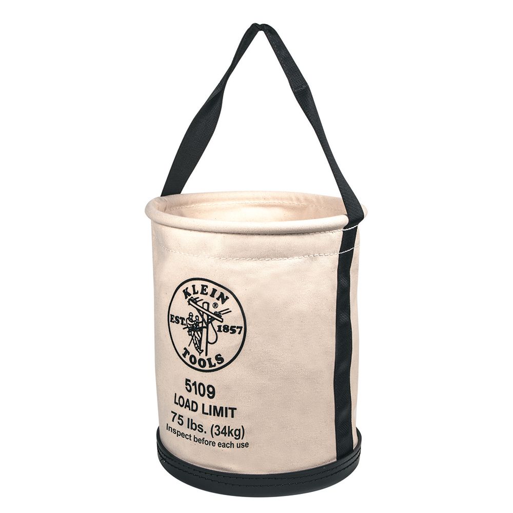 Klein Tools 5109 | Canvas Bucket, Wide-Opening, Straight-Wall, Molded Bottom, 12-Inch