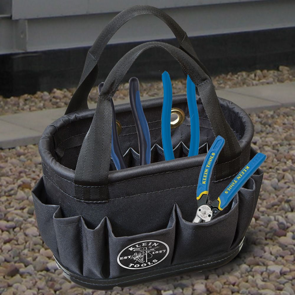 Klein Tools 5144BHB14OS | Hard-Body Bucket, 29-Pocket Aerial Bucket, Black