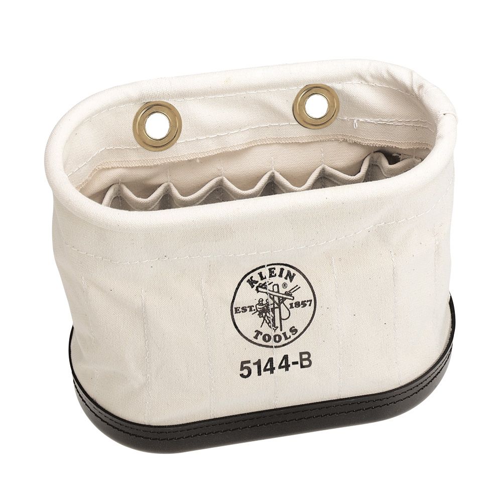 Klein Tools 5144B | Canvas Bucket, 15 Interior Pocket Aerial Oval Bucket