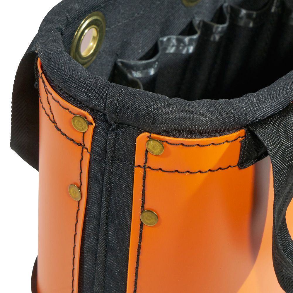 Klein Tools 5144HBS | Hard-Body Bucket, 15-Pocket Oval Bucket, Orange/Black