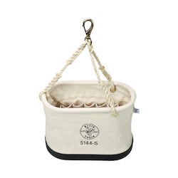 Klein Tools 5144S | Canvas Bucket, 15-Pocket Oval Bucket with Swivel Snap