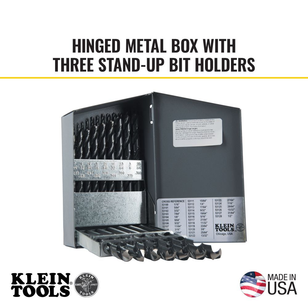 Klein Tools 53000 | Regular-Point Drill-Bit Set, 29-Piece
