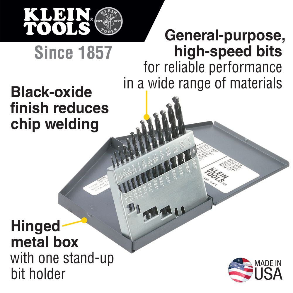 Klein Tools 53002 | Regular-Point Drill-Bit Set, 13-Piece
