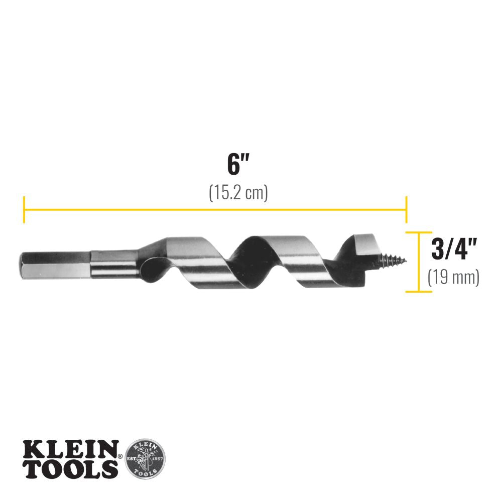 Klein Tools 53402 | Ship Auger Bit with Screw Point 3/4-Inch