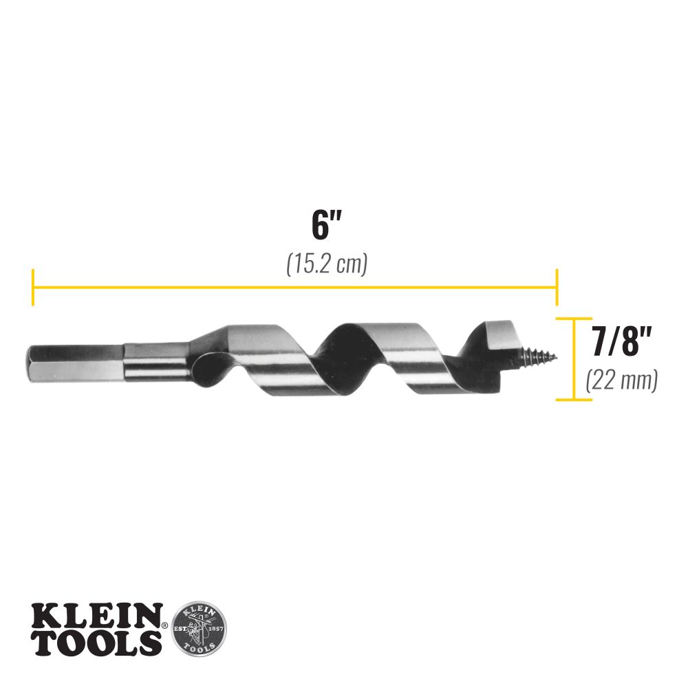 Klein Tools 53404 | Ship Auger Bit with Screw Point 7/8-Inch