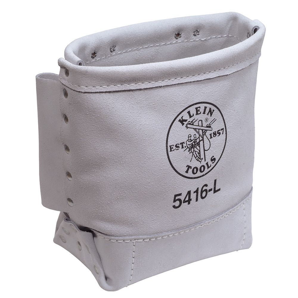 Klein Tools 5416L | Tool Bag, Bull-Pin and Bolt Bag, Tunnel Loop, Leather, 5 x 10 x 9-Inch