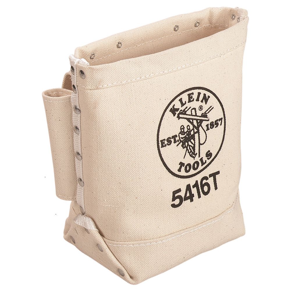 Klein Tools 5416T | Tool Bag, Bull-Pin and Bolt Bag, Tunnel Loop, Canvas, 5 x 10 x 9-Inch