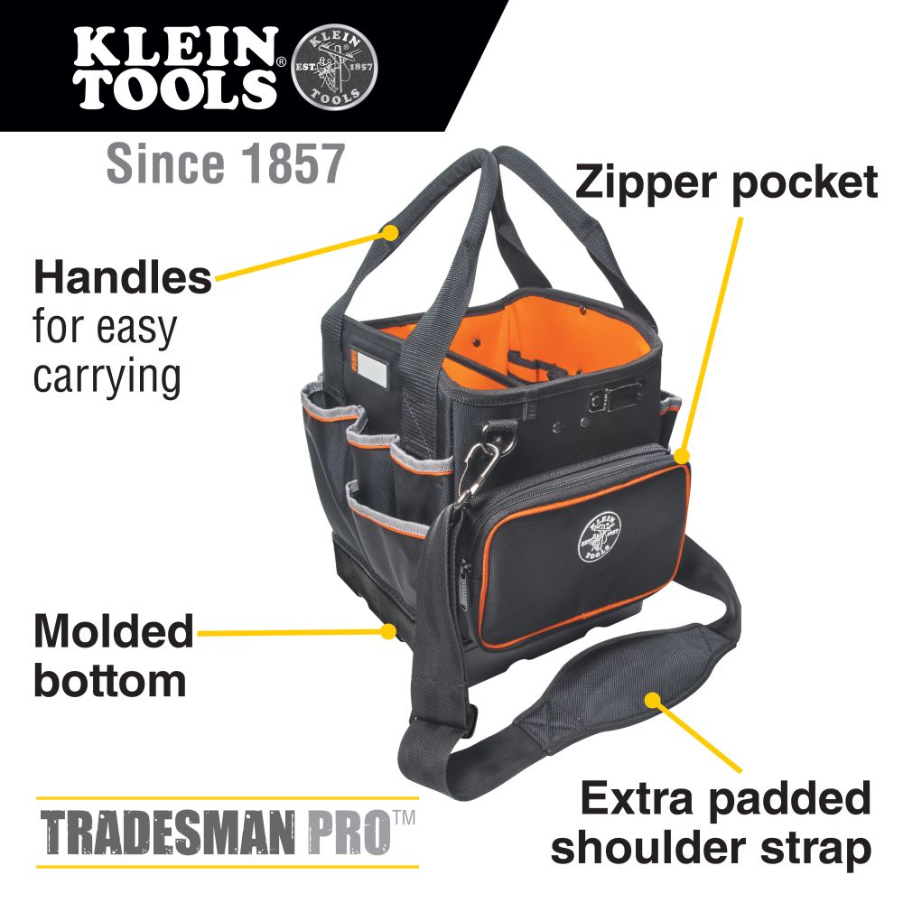 Klein Tools 5541610-14 | Tool Bag, Tradesman Pro Tool Tote, 40 Pockets, 10-Inch