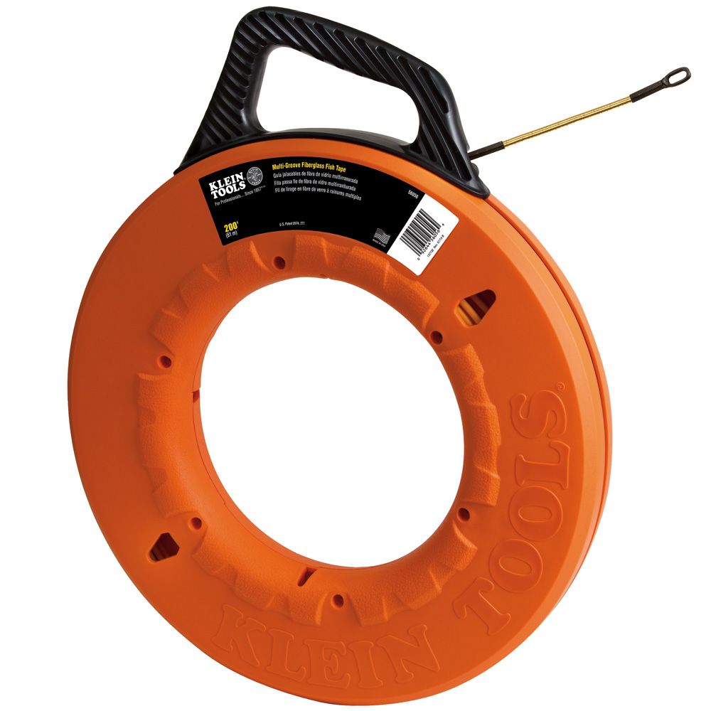 Klein Tools 56056 | Multi-Groove Fiberglass Fish Tape 200-Feet