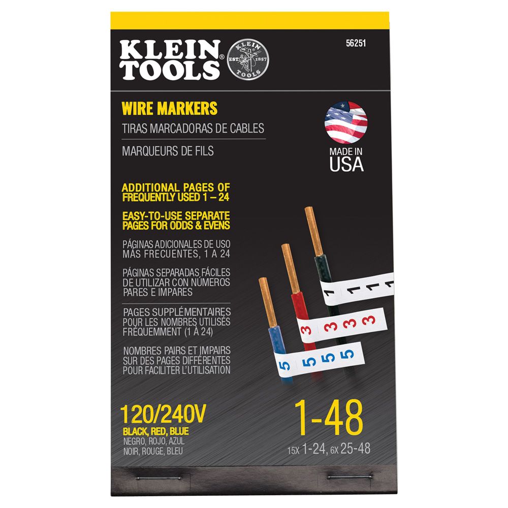 Klein Tools 56251 | Wire Marker Book, 120/240V 3 Phase 1-48
