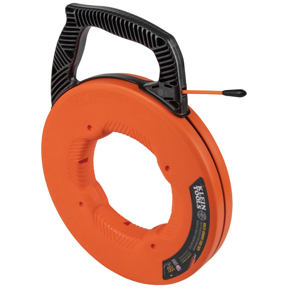 Klein Tools 56383 | Multi-Groove Fiberglass Fish Tape with Nylon Tip, 100-Feet