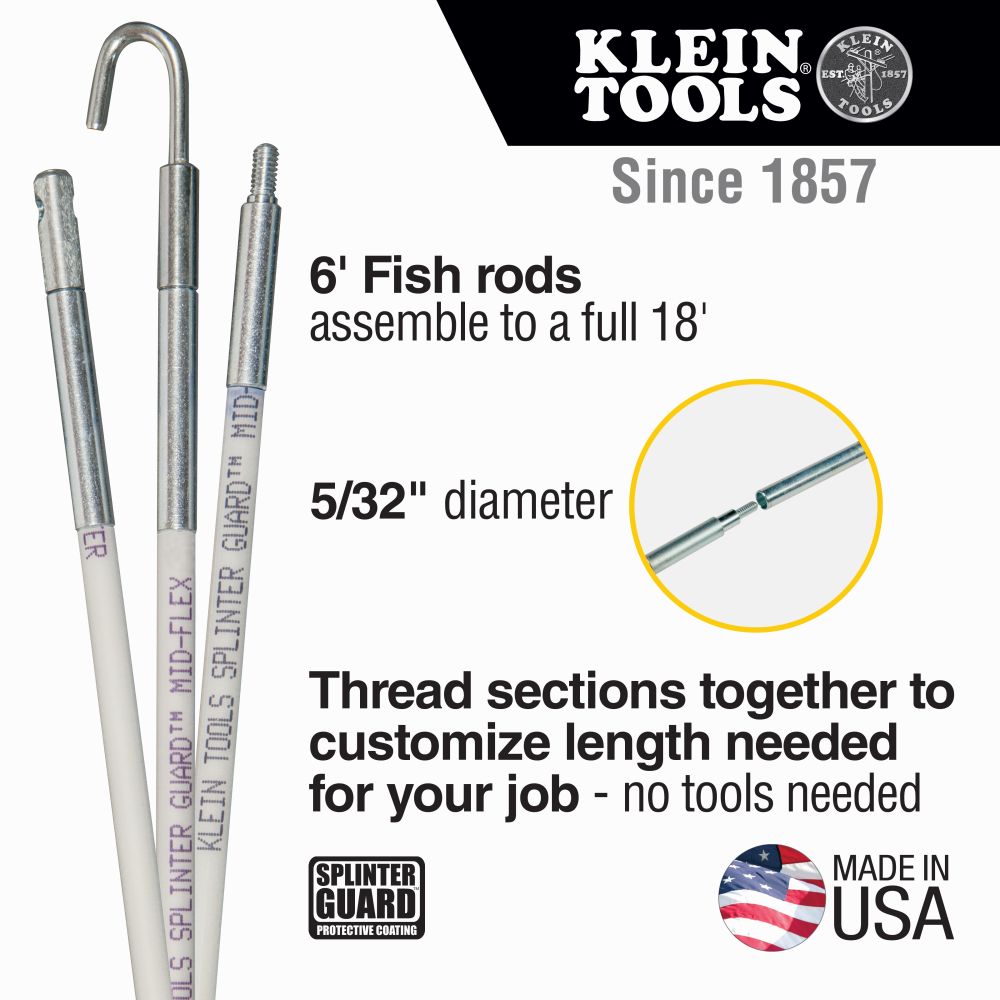 Klein Tools 56418 | Hi-Flex Glow Rod Set, 18-Feet