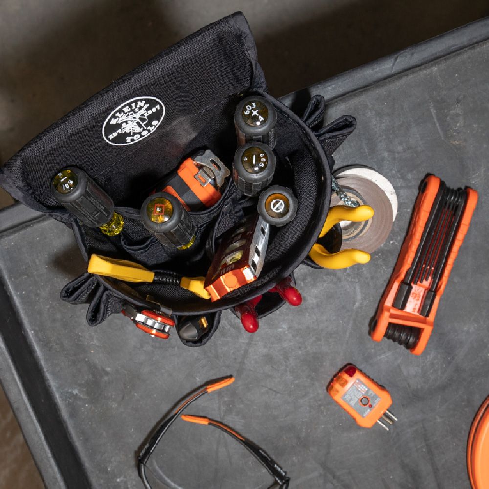 Klein Tools 5719 | PowerLine Series Electrician Tool Pouch, 18-Pocket