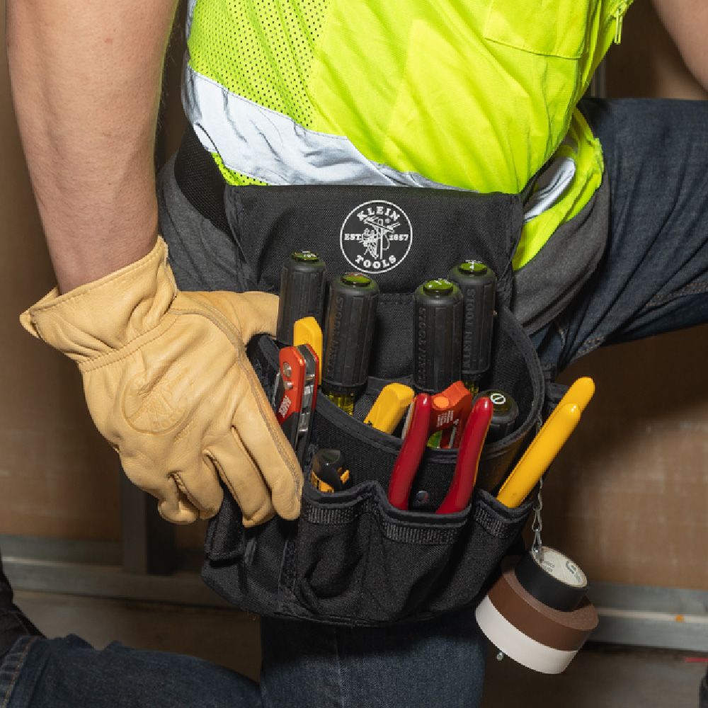 Klein Tools 5719 | PowerLine Series Electrician Tool Pouch, 18-Pocket