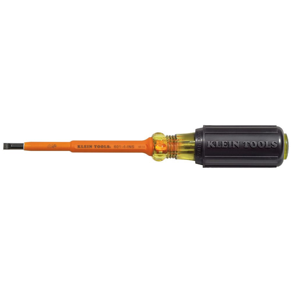 Klein Tools 601-4-INS | Insulated Screwdriver, 3/16-Inch Cabinet, 4-Inch