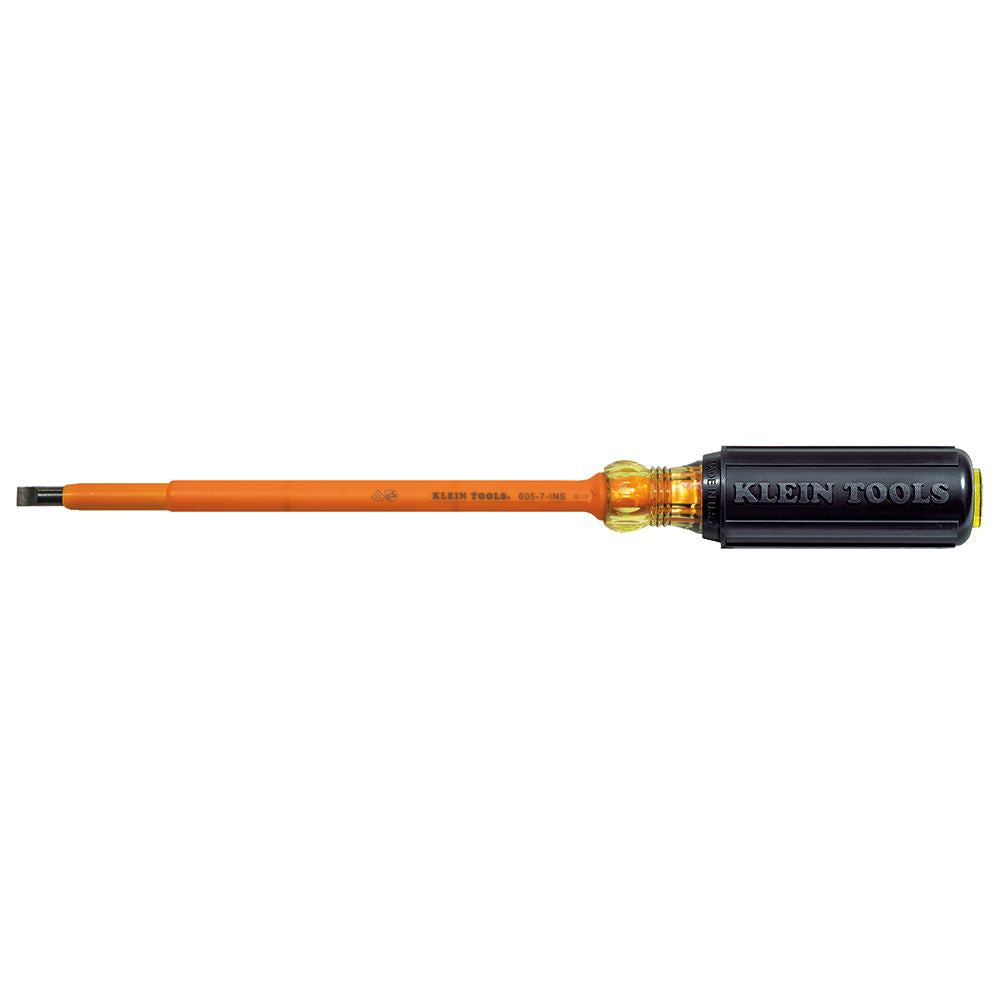Klein Tools 605-7-INS | Insulated 1/4-Inch Cabinet Tip Screwdriver, 7-Inch