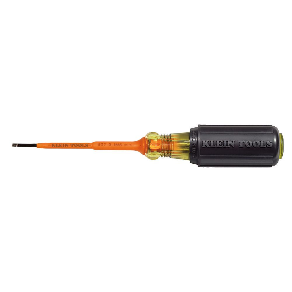 Klein Tools 607-3-INS | Insulated Screwdriver, 3/32-Inch Cabinet, 3-Inch