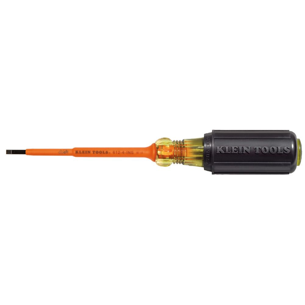 Klein Tools 612-4-INS | Insulated 1/8-Inch Slotted Screwdriver, 4-Inch