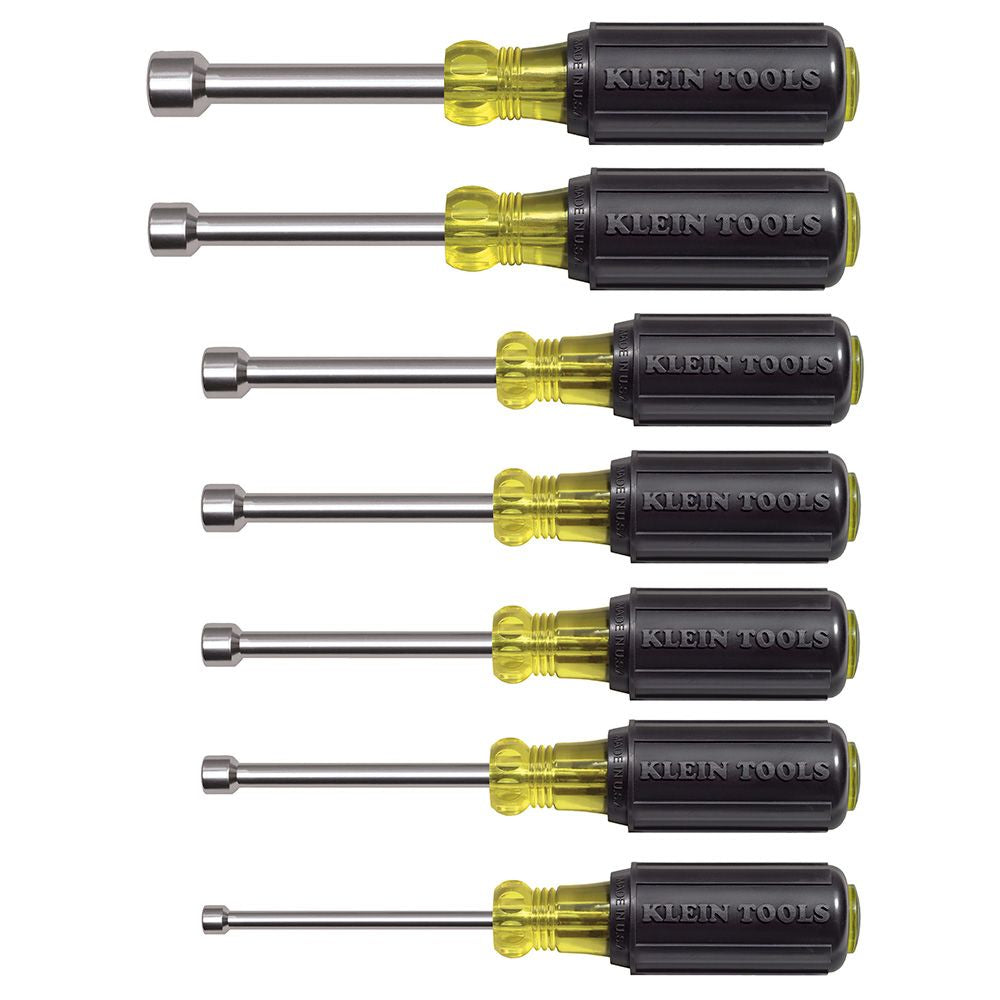 Klein Tools 631M | Nut Driver Set, Magnetic Nut Drivers, 3-Inch Shaft, 7-Piece