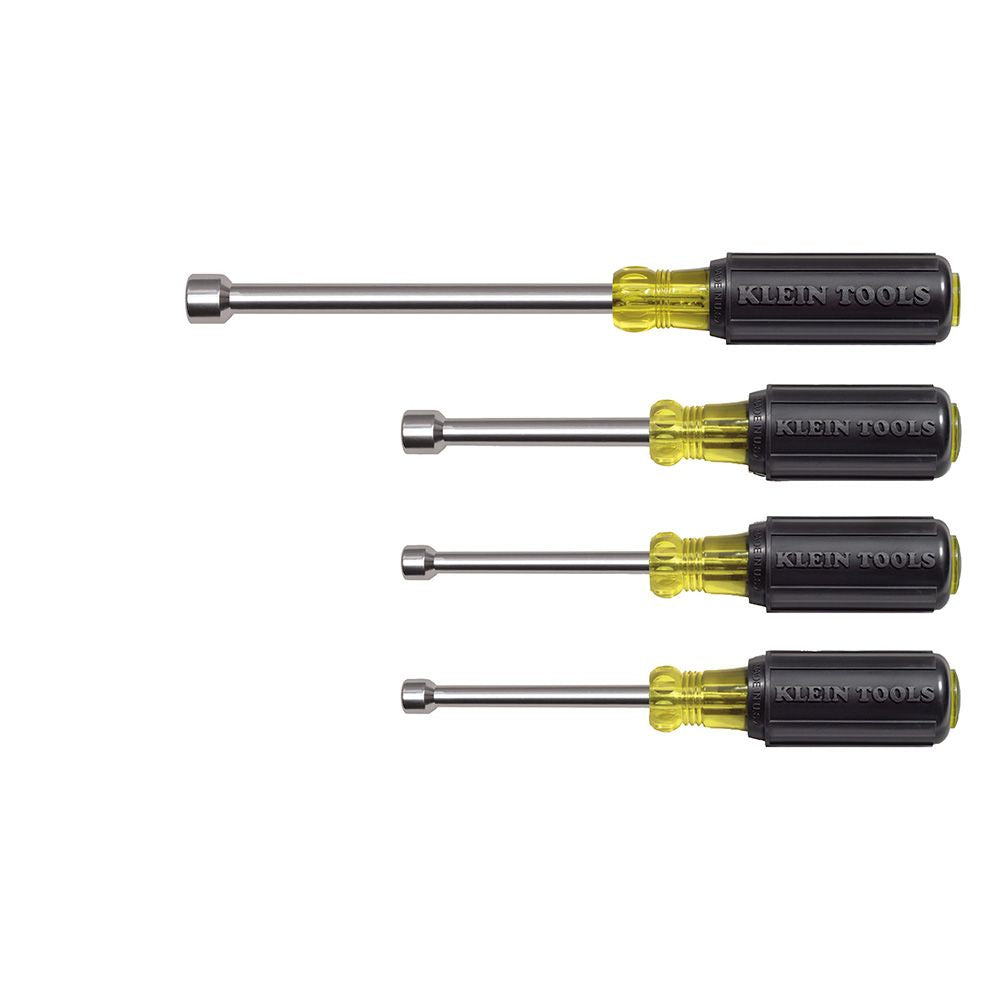 Klein Tools 633 | Nut Driver Set 3-Inch Shafts, Cushion-Grip, 4-Piece