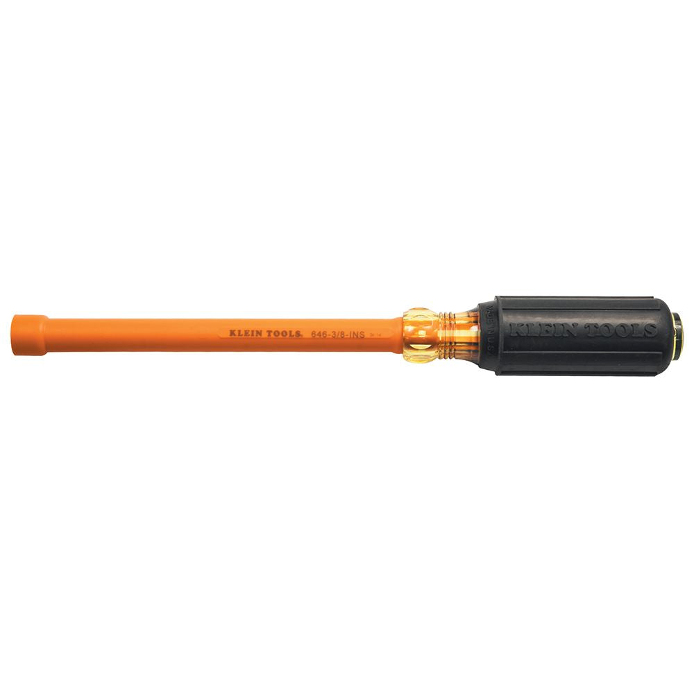 Klein Tools 646-3/8-INS | 3/8-Inch Insulated Nut Driver, 6-Inch Hollow Shaft