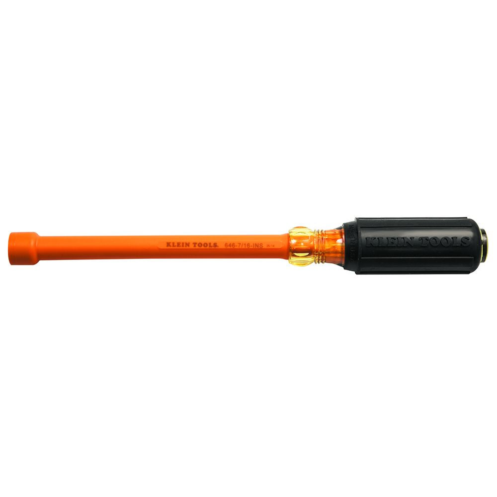Klein Tools 646-7/16-INS | 7/16-Inch Insulated Nut Driver 6-Inch Hollow Shaft