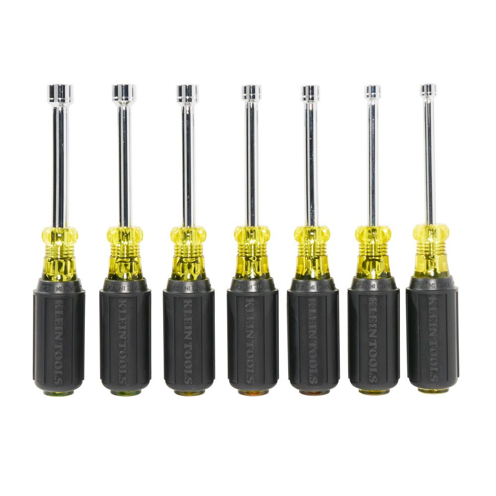 Klein Tools 65160 | Nut Driver Set, Metric Nut Drivers, 3-Inch Shafts, 7-Piece