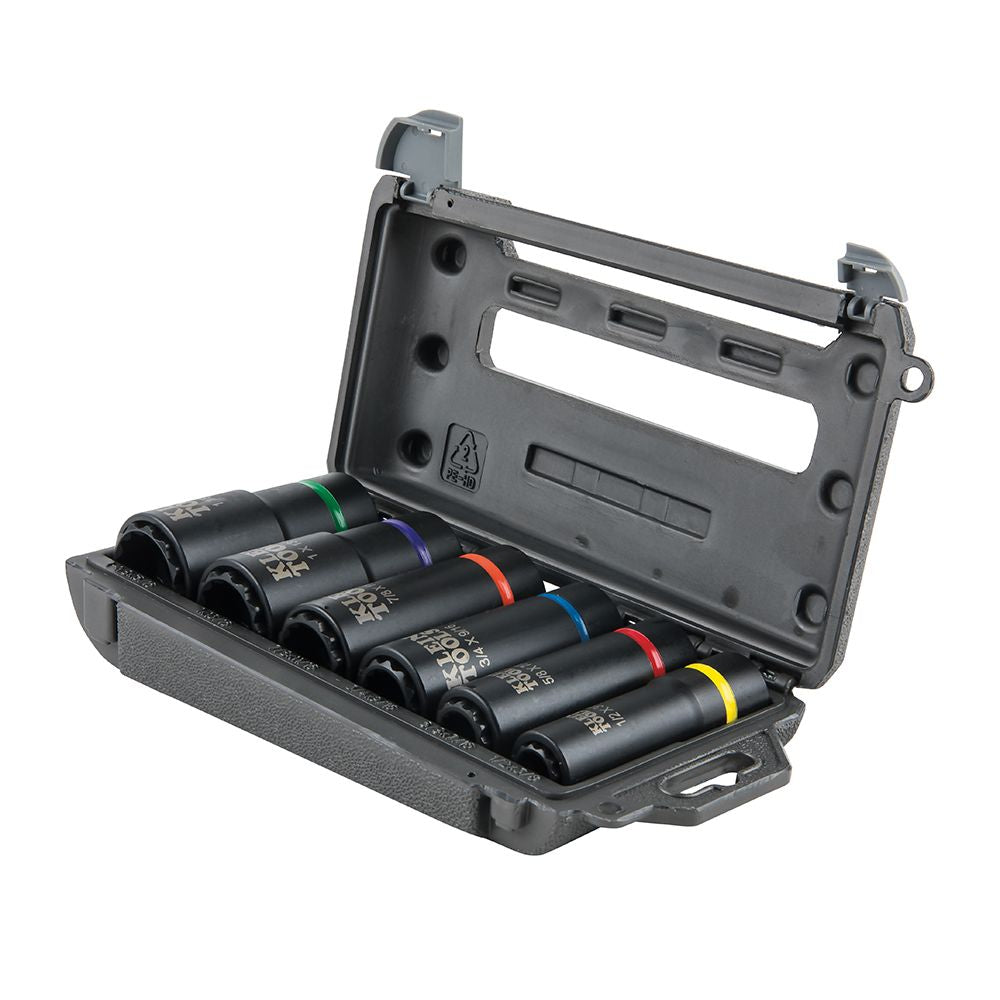 Klein Tools 66010 | 2-In-1 Impact Socket Set, 12-Point, 6-Piece