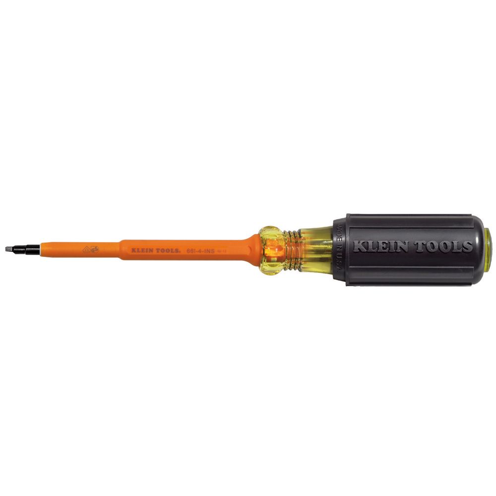 Klein Tools 661-4-INS | Insulated Screwdriver, 1 Square Tip, 4-Inch Shank