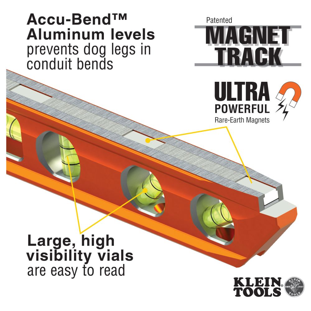 Klein Tools 935AB4V | Accu Bend Level, 4 Vial