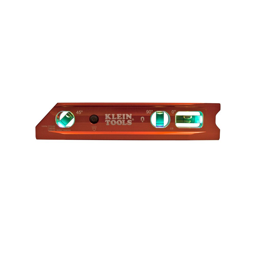 Klein Tools 935RBLT | Lighted Torpedo Billet Level, Rare-Earth Magnet