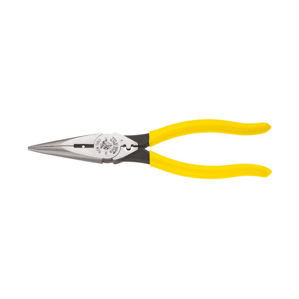Klein Tools D203-8NCR | Pliers, Needle Nose Side Cutters with Stripping and Crimping, 8-Inch