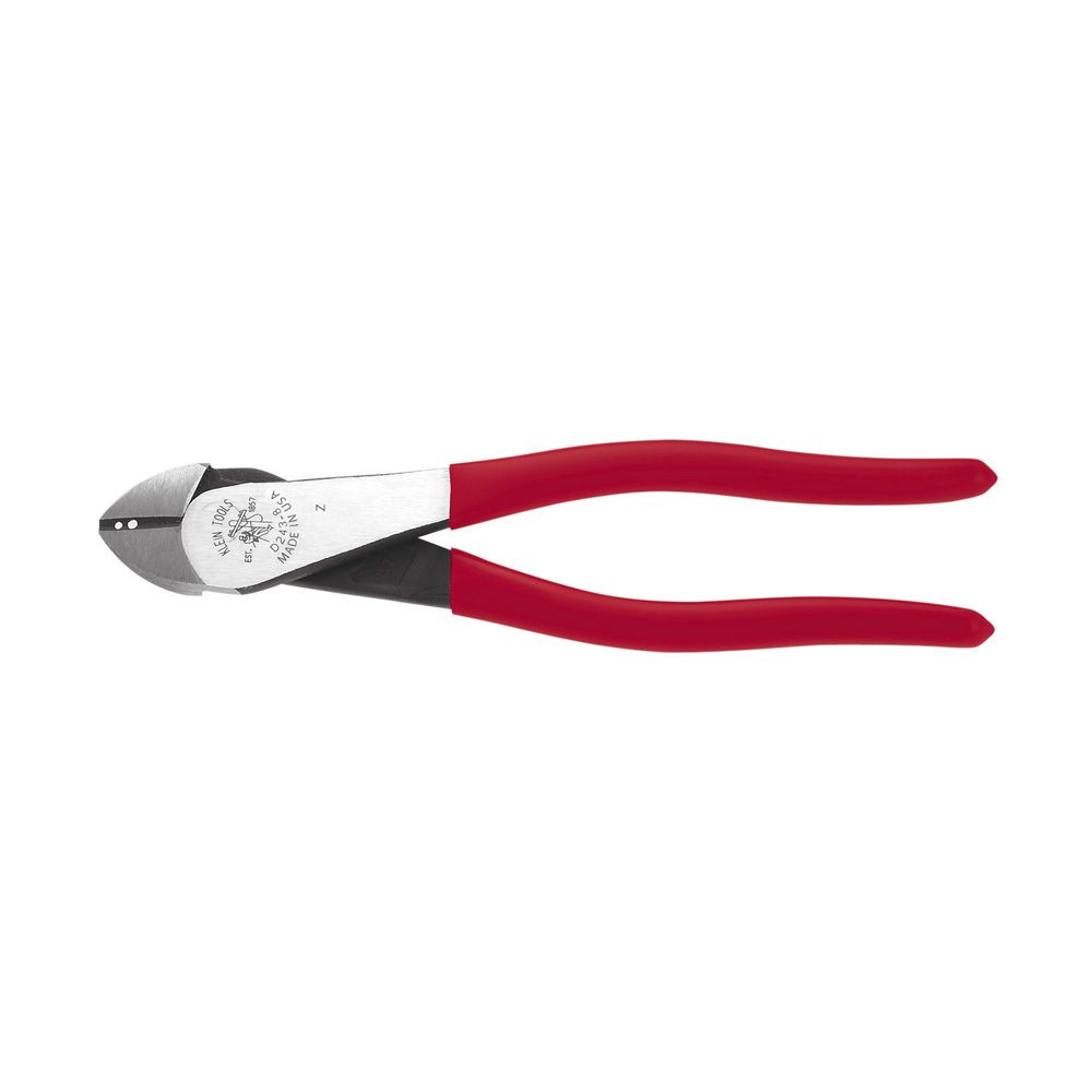 Klein Tools D243-8 | Diagonal Cutting Pliers, High-Leverage, Stripping, 8-Inch