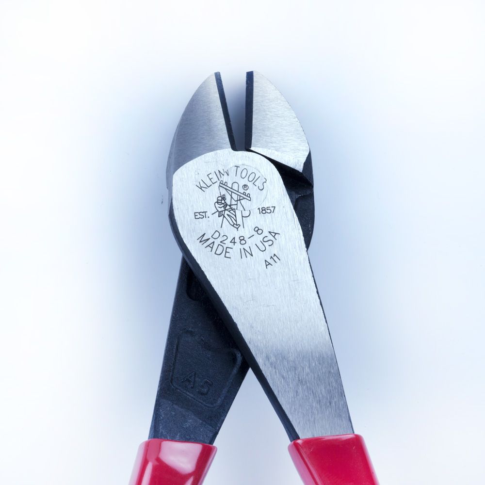 Klein Tools D248-8 | Diagonal Cutting Pliers, Angled Head, Short Jaw, 8-Inch